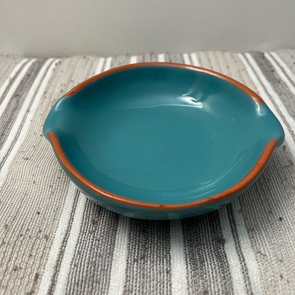 Pier 1 Teal and Brown Ceramic Bowl
